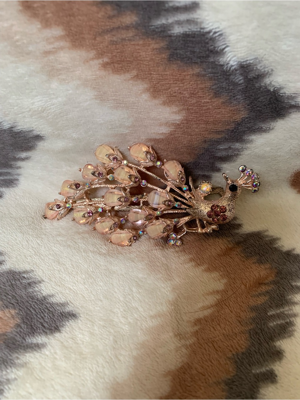 STUNNING VINTAGE ESTATE AB RHINESTONE LARGE PEACOCK BIRD 5" HAIR CLIP